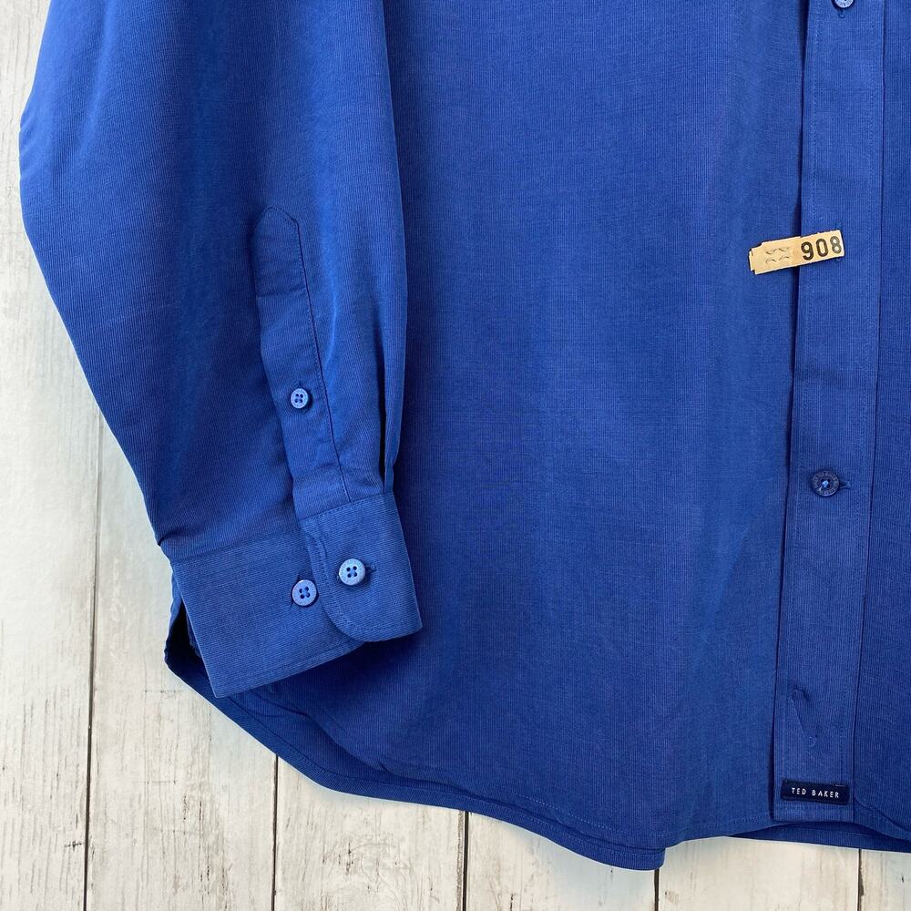 Ted Baker London Blue Long Sleeve Chest Pocket Button-Down Shirt Size Large/4 - Picture 3 of 12